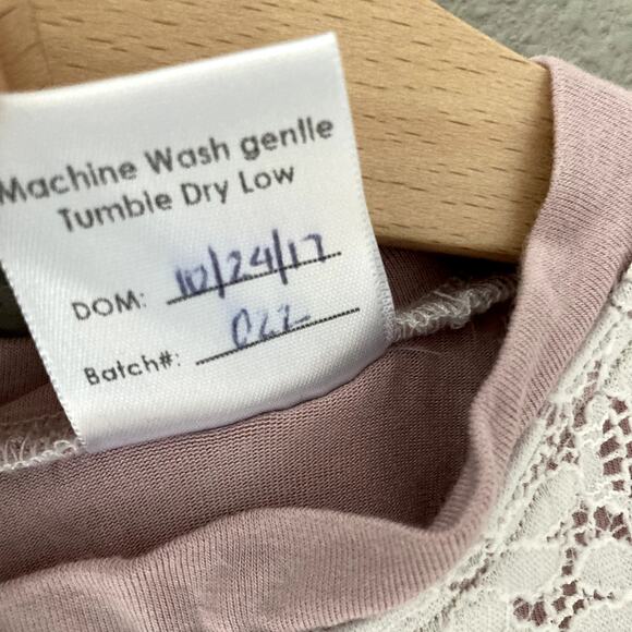 Tate and Adele Lace Overlay Top - Cream Dusty Rose - Made in Bend, OR - 12-18M - Picture 7 of 7